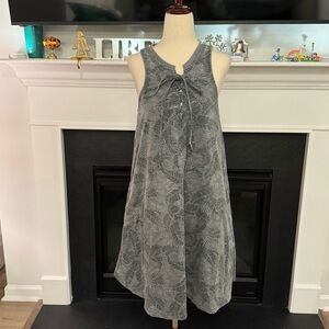 Z Supply Gray Leaf Print Lace-Up Tank Dress (Size M)